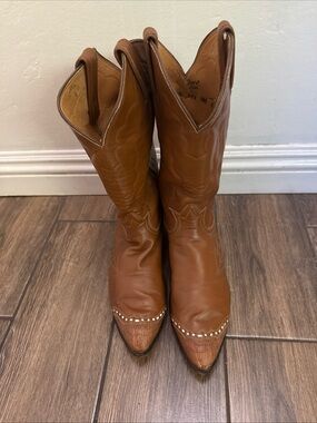 Vintage Tony Lama Lizard Wingtip Cowgirl Boots Size 8.5B
